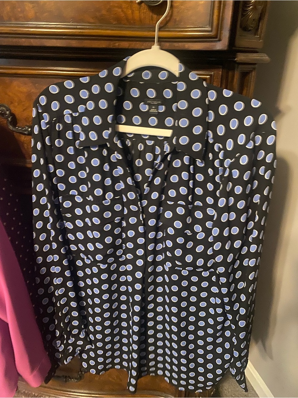 Ann Taylor polka dots camp popover blouse